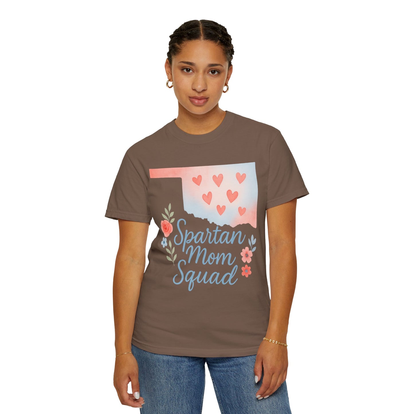 Spartan Mom Squad Bixby OK Watercolor Comfort Colors Tee