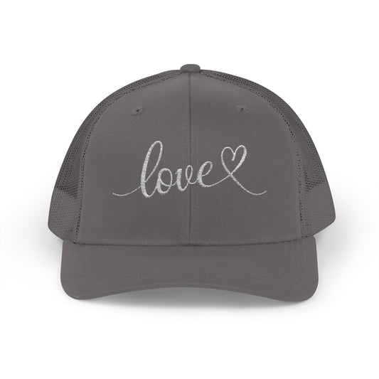Love Script Snapback Trucker Cap | Sparkle Heart Embroidery
