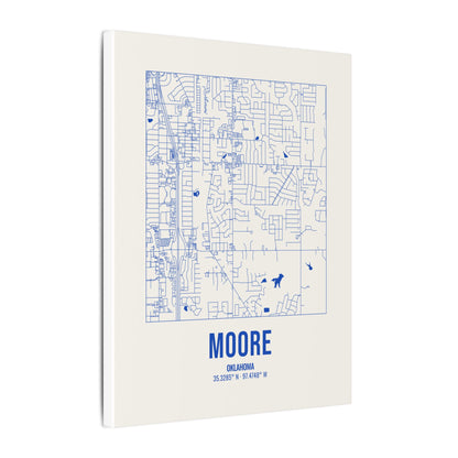 Moore Street Map Canvas, Royal Blue on Cream