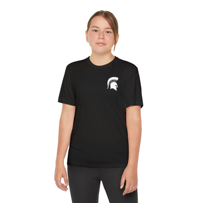 Spartan White Logo Youth Sport-Tek Tee