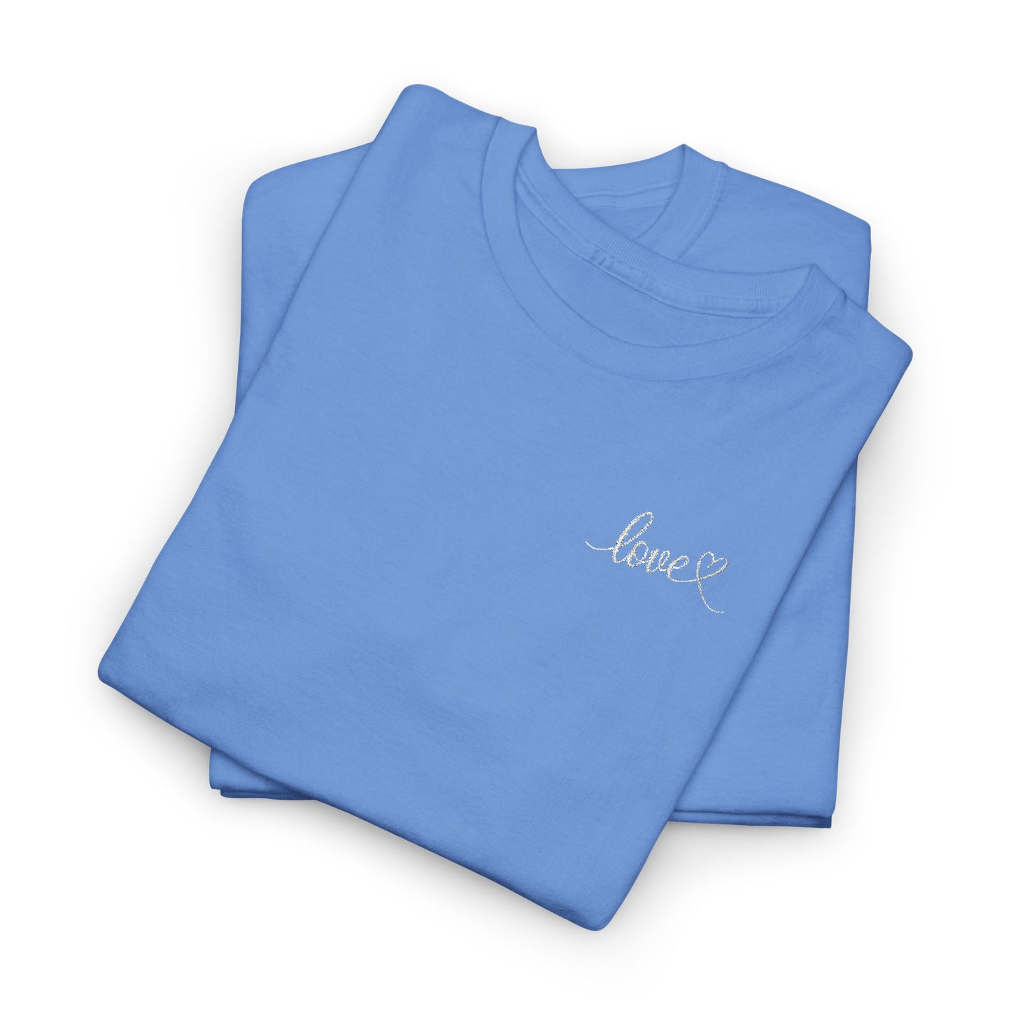 Minimalist Love Script Heart Embroidered Tee | Valentine's Shirt