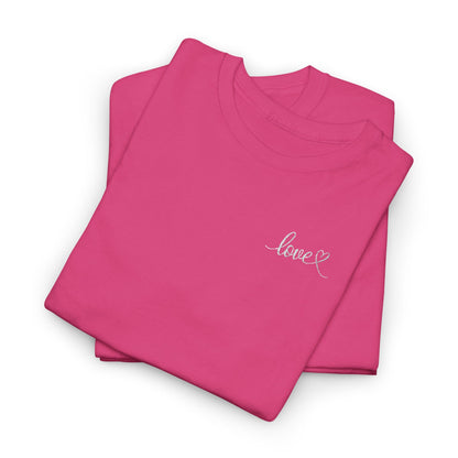 Minimalist Love Script Heart Embroidered Tee | Valentine's Shirt