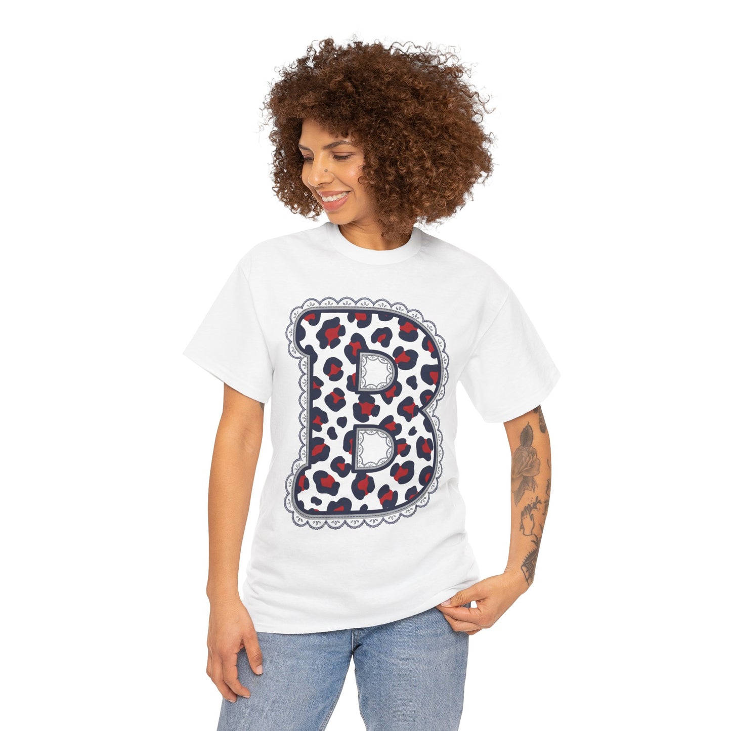 Leopard Print "B" Gildan Tee