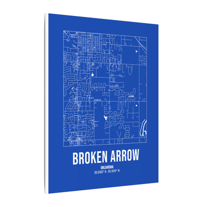 Broken Arrow Street Map Canvas, White on Royal Blue