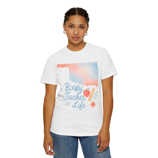 Teacher Life Bixby OK Watercolor Comfort Colors Tee
