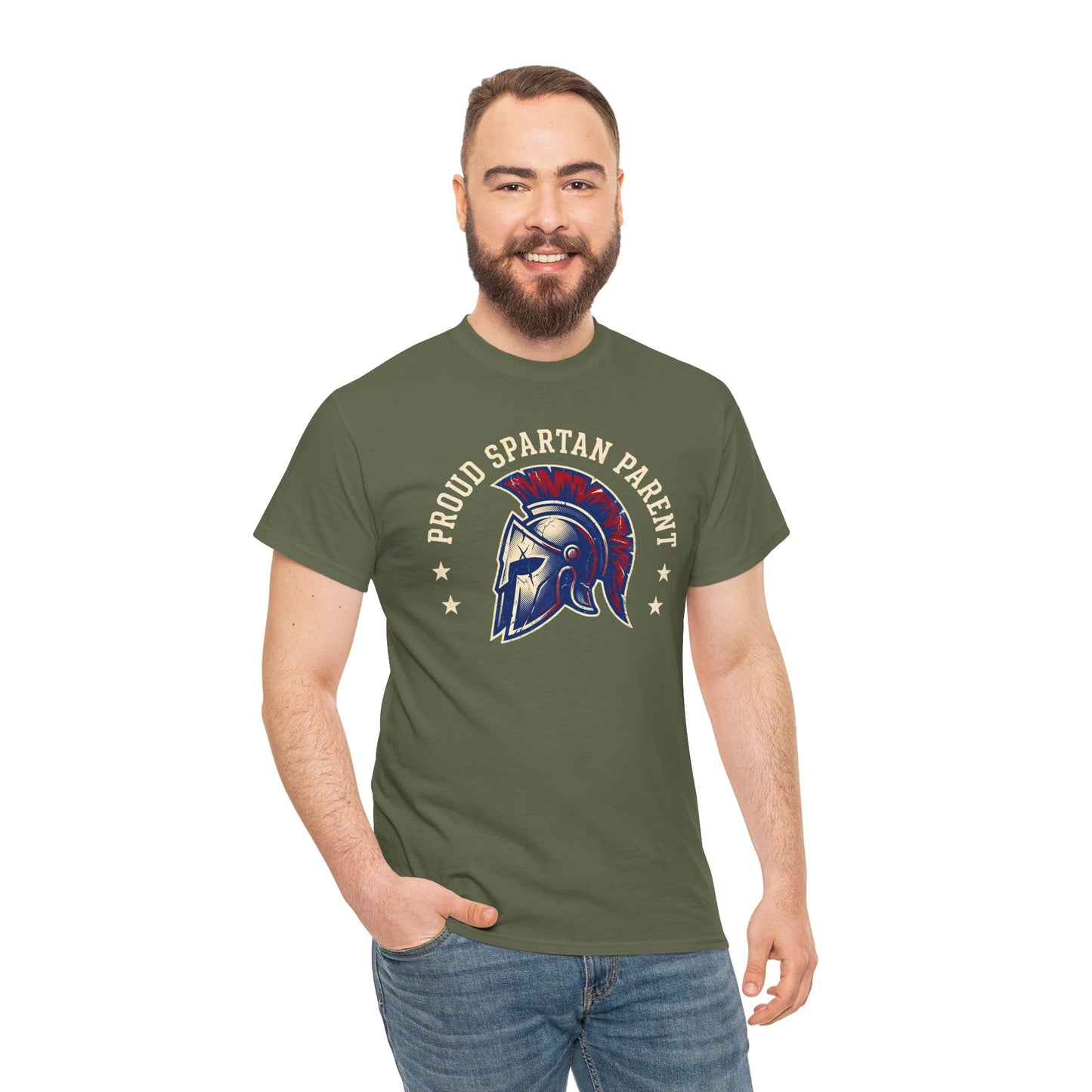 Proud Spartan Parent T-Shirt School Spirit Tee with Spartan Helmet Design