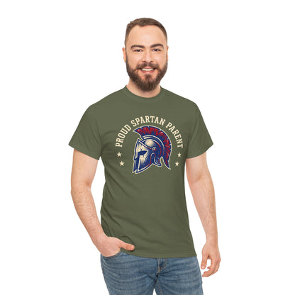 Proud Spartan Parent T-Shirt School Spirit Tee with Spartan Helmet Design
