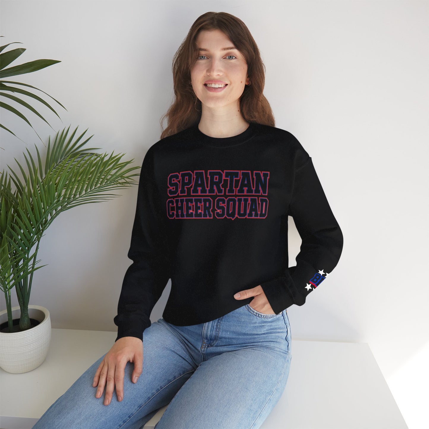 Spartan Cheer Squad With Sleeve Print Gildan Sweatshirt