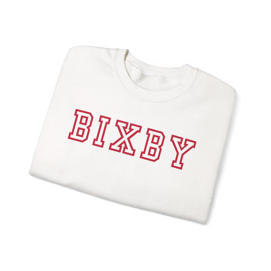 Bixby Block Print Gildan Sweatshirt with Sleeve Logo