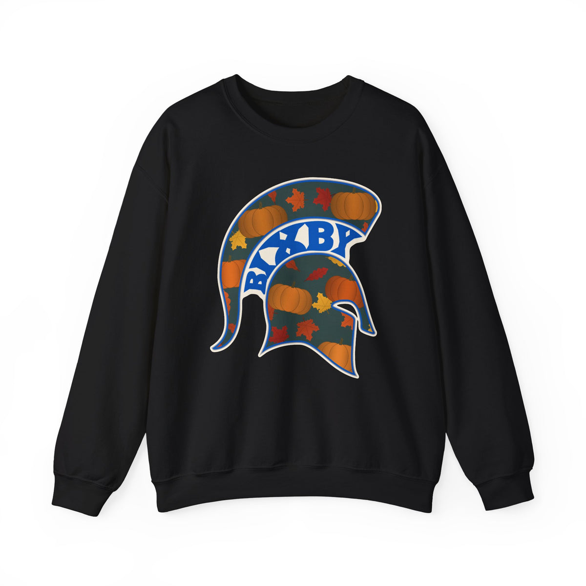 Bixby Spartans Pumpkin Patch Helmet Sweatshirt – Fall Game Day Crewneck