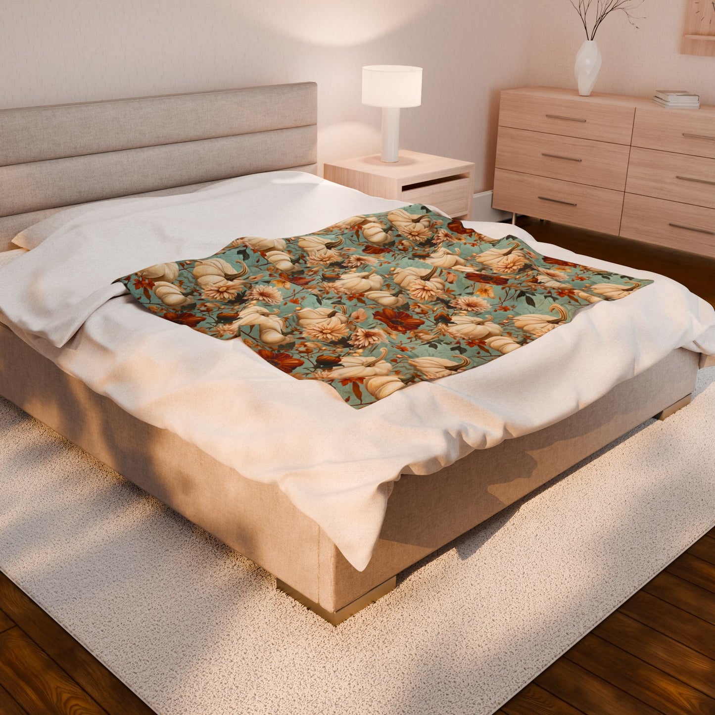 Autumn Floral Velveteen Plush Blanket