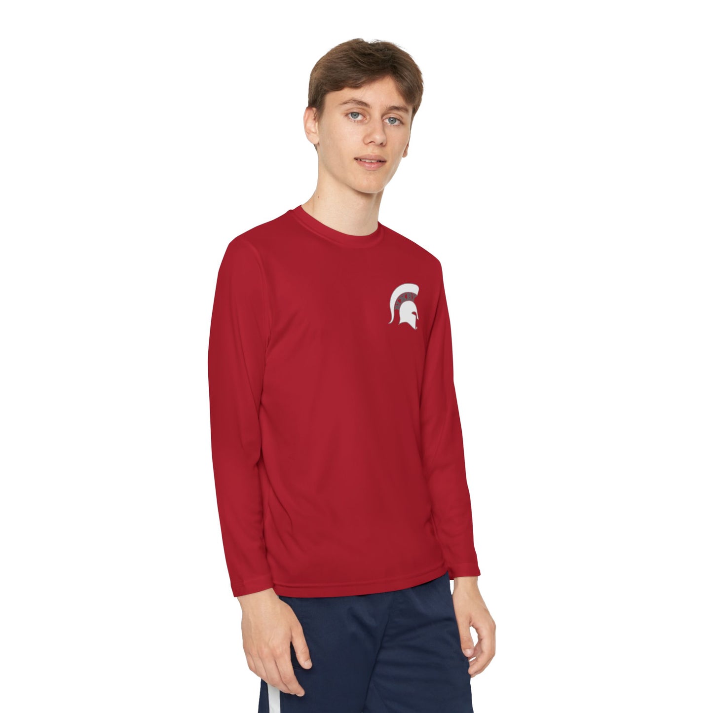 Spartan White Logo Youth Long Sleeve Sport-Tek Tee