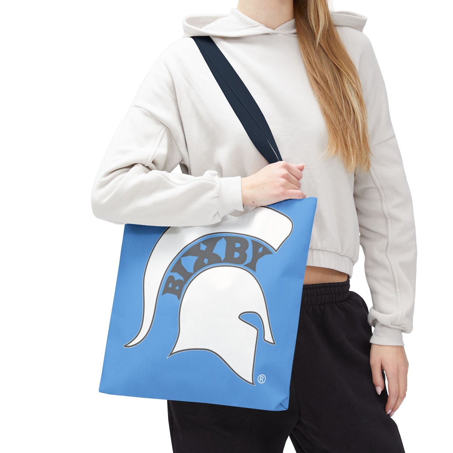 Bixby Spartans White Logo Blue Polyester Tote Bag