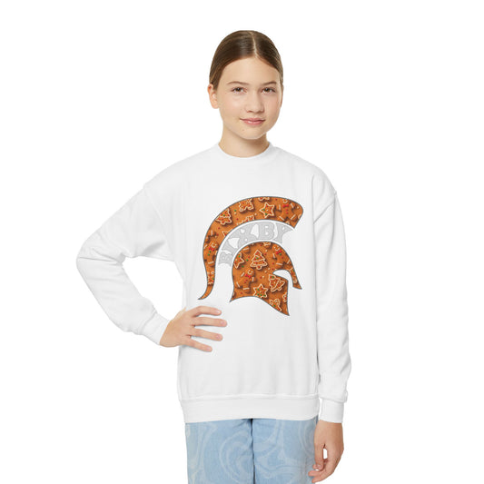 Bixby Spartan Gingerbread Helmet Youth Gildan Sweatshirt