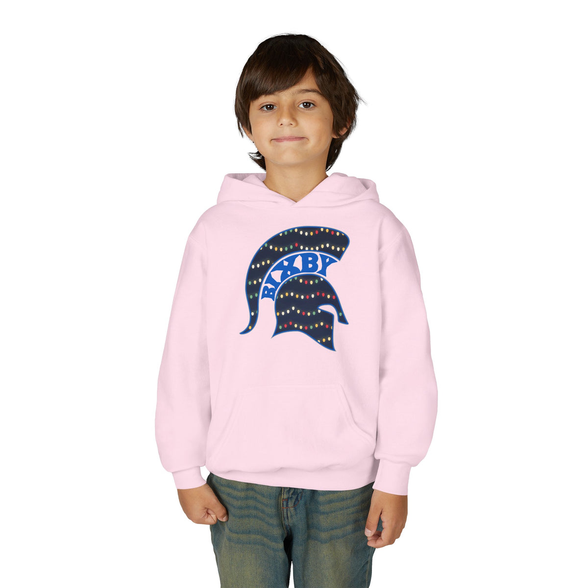 Bixby Spartans Christmas Lights Helmet Youth Hoodie, Kids Holiday