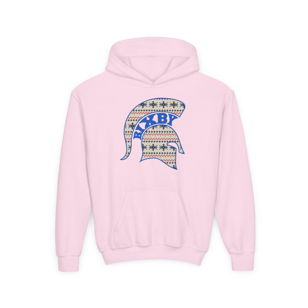 Bixby Spartans Ugly Sweater Helmet Youth Hoodie, Kids Christmas
