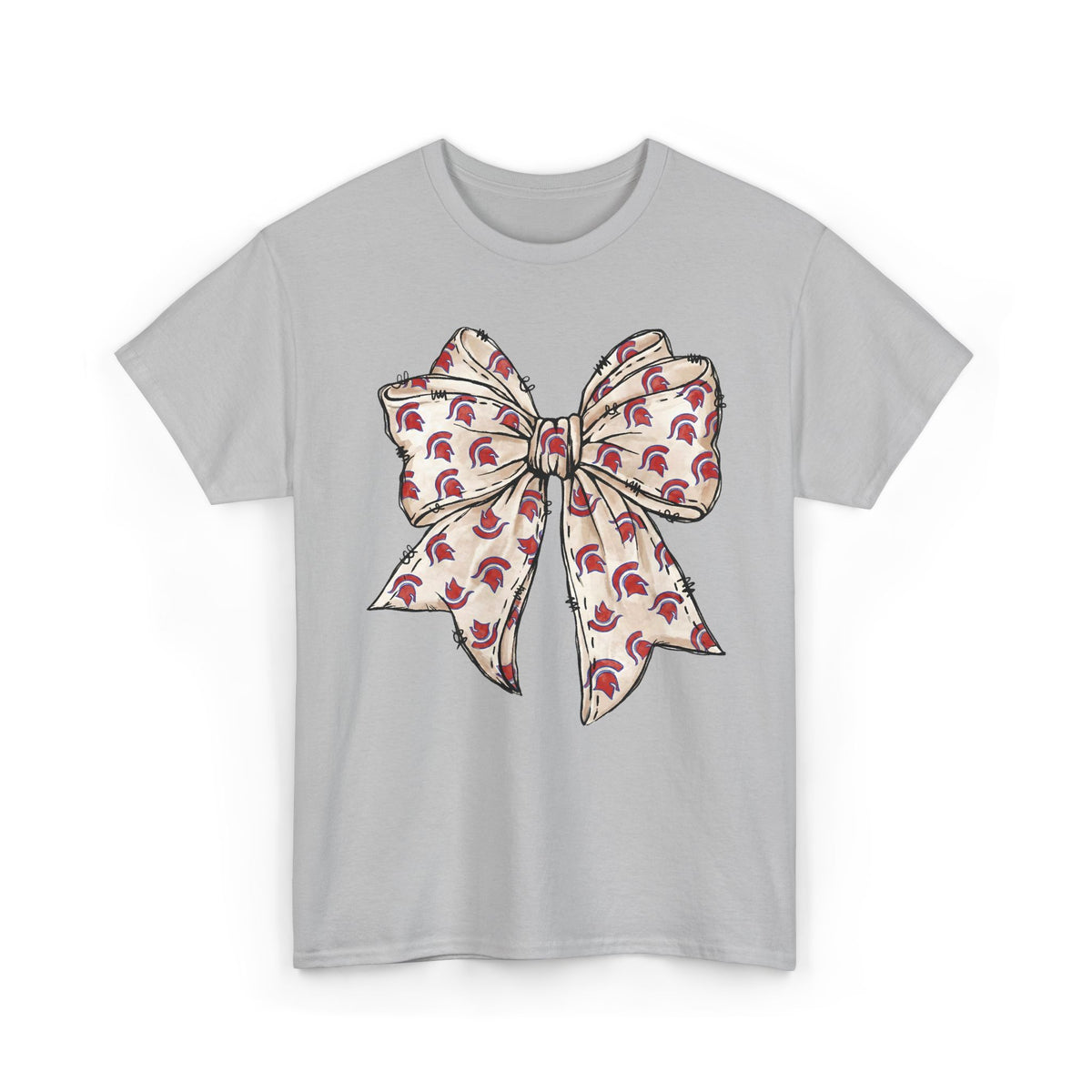 Spartan Helmet Pattered Bow Gildan Tee