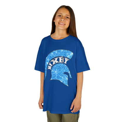 Bixby Spartan Blue Helmet Bling Youth Gildan Tee