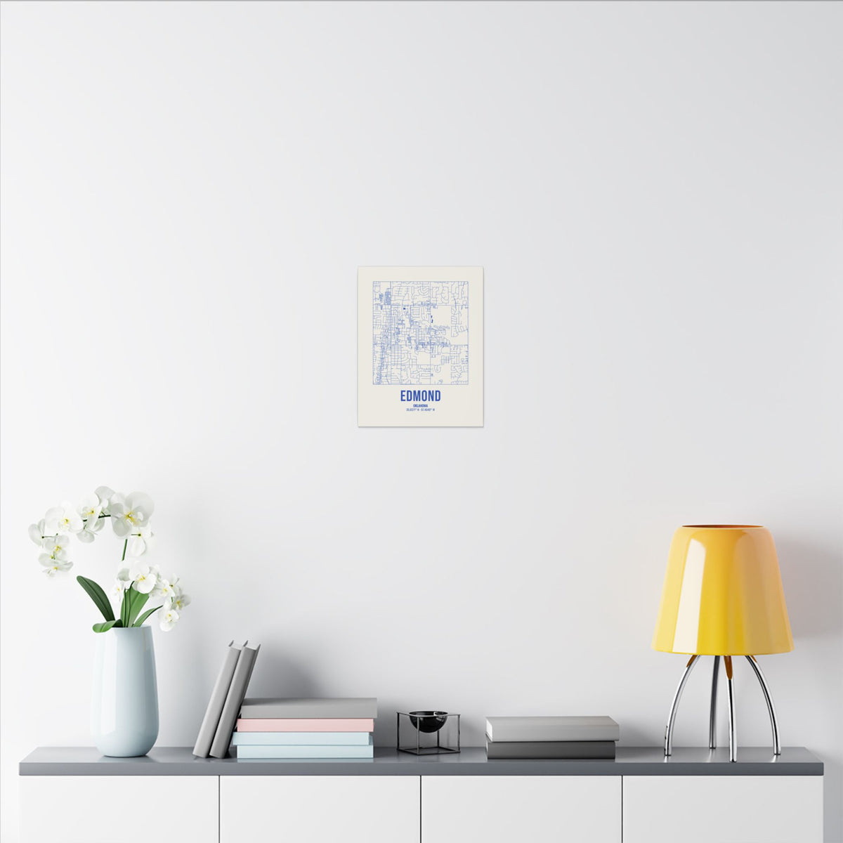 Edmond Street Map Canvas, Royal Blue on Cream