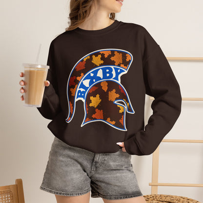 Bixby Spartans Fall Leaves Helmet Sweatshirt – Autumn Game Day Crewneck