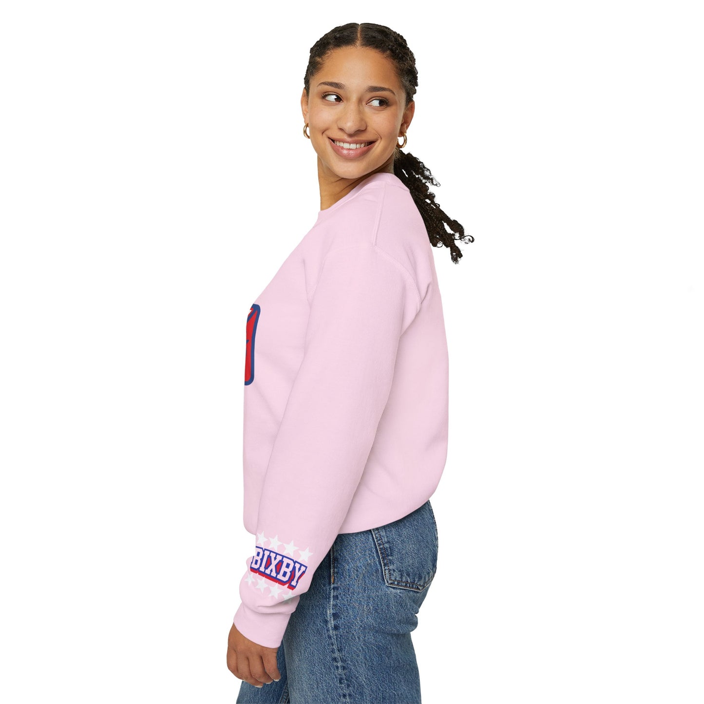 Bixby Cheer With Sleeve Print Gildan Sweatshirt