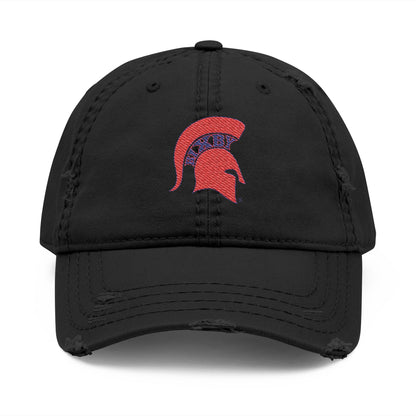 Spartan Red Logo Embroidered Distressed Classic Ballcap