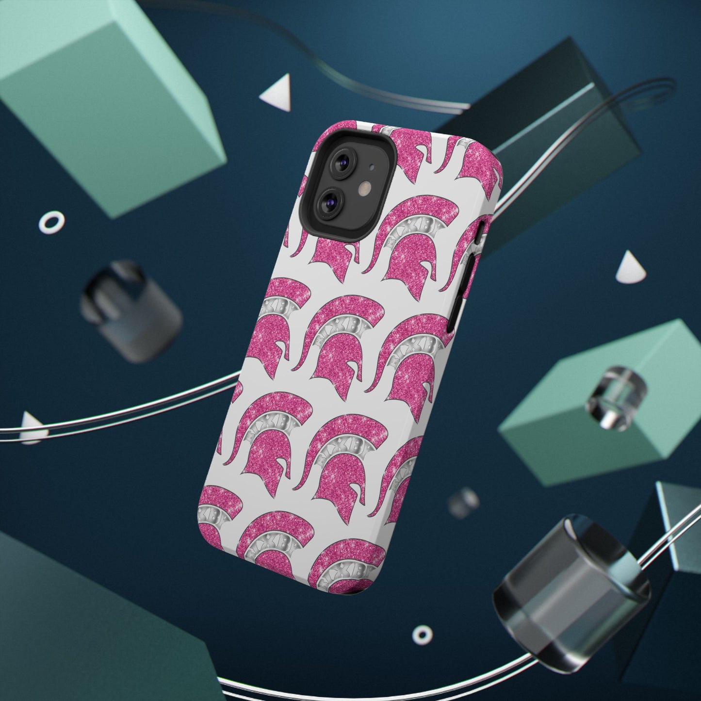 Bixby Spartan Pink Bling Logo Impact Resistant iPhone Case