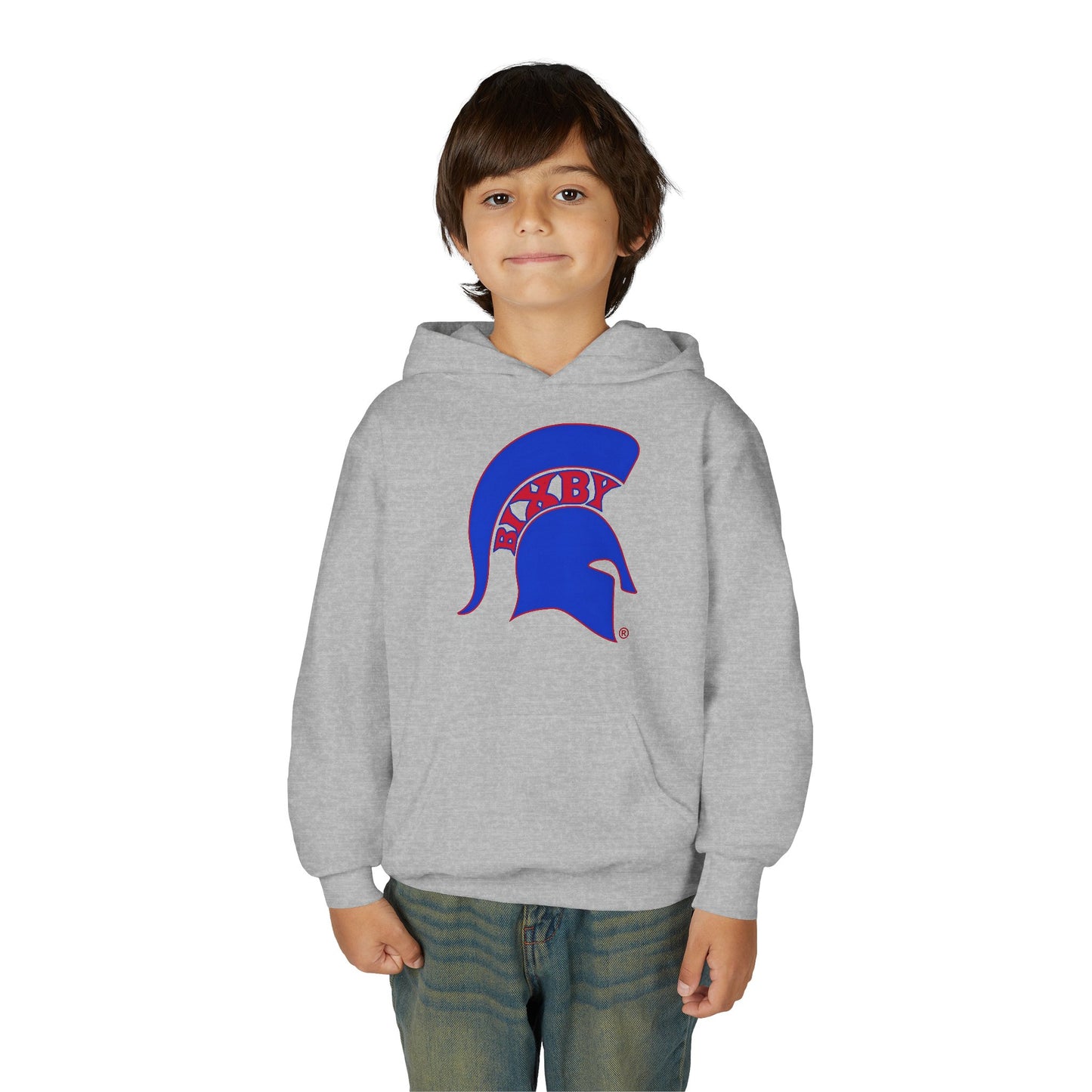 Spartan Blue Logo Youth Gildan Hoodie