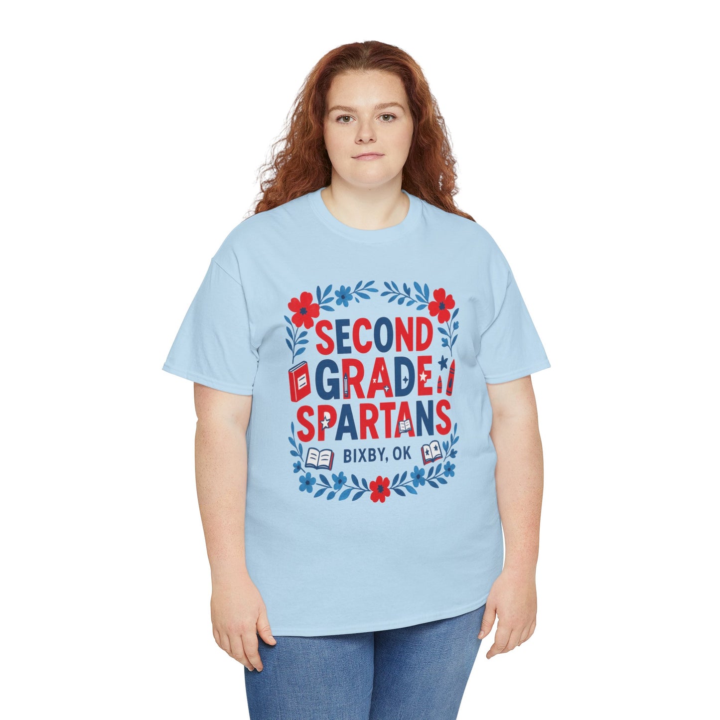 Floral Second Grade Spartan Gildan Tee