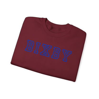 Bixby Spartans Bold Letter With Sleeve Blue Logo Sweatshirt