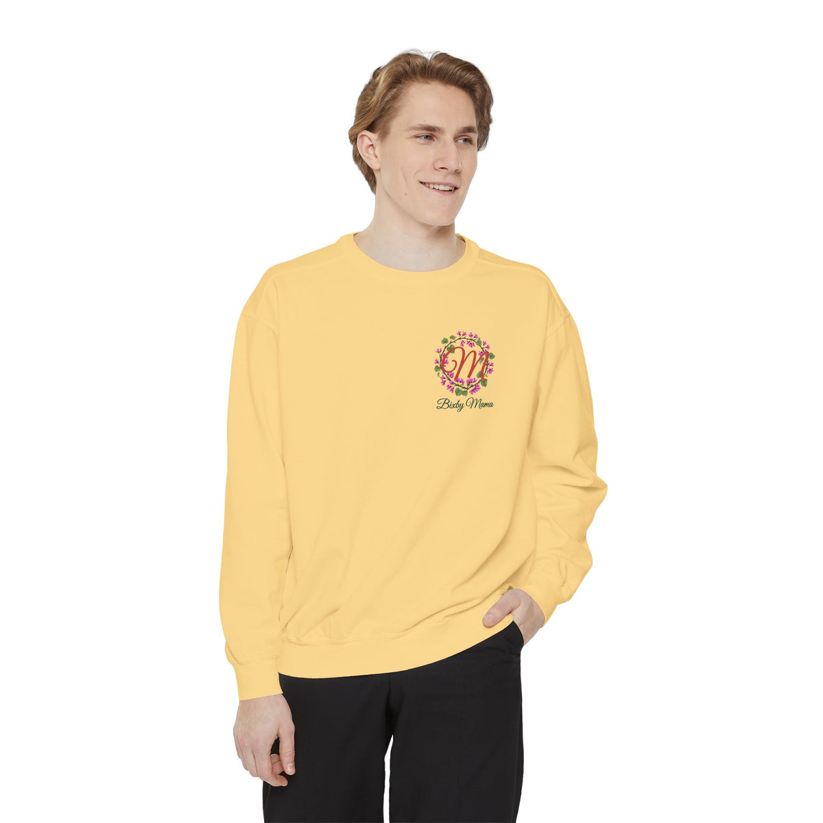 Bixby Mama Sweatshirt in Butter, worn, front view