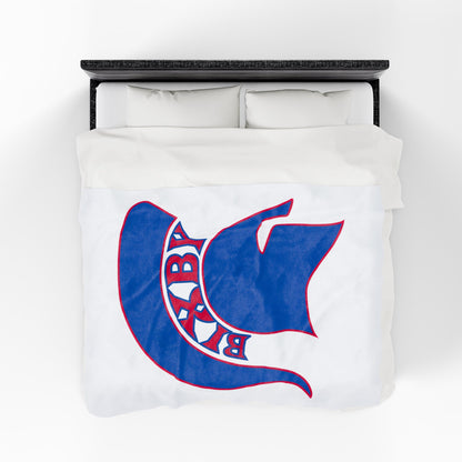 Spartan Blue Logo Velveteen Plush Blanket