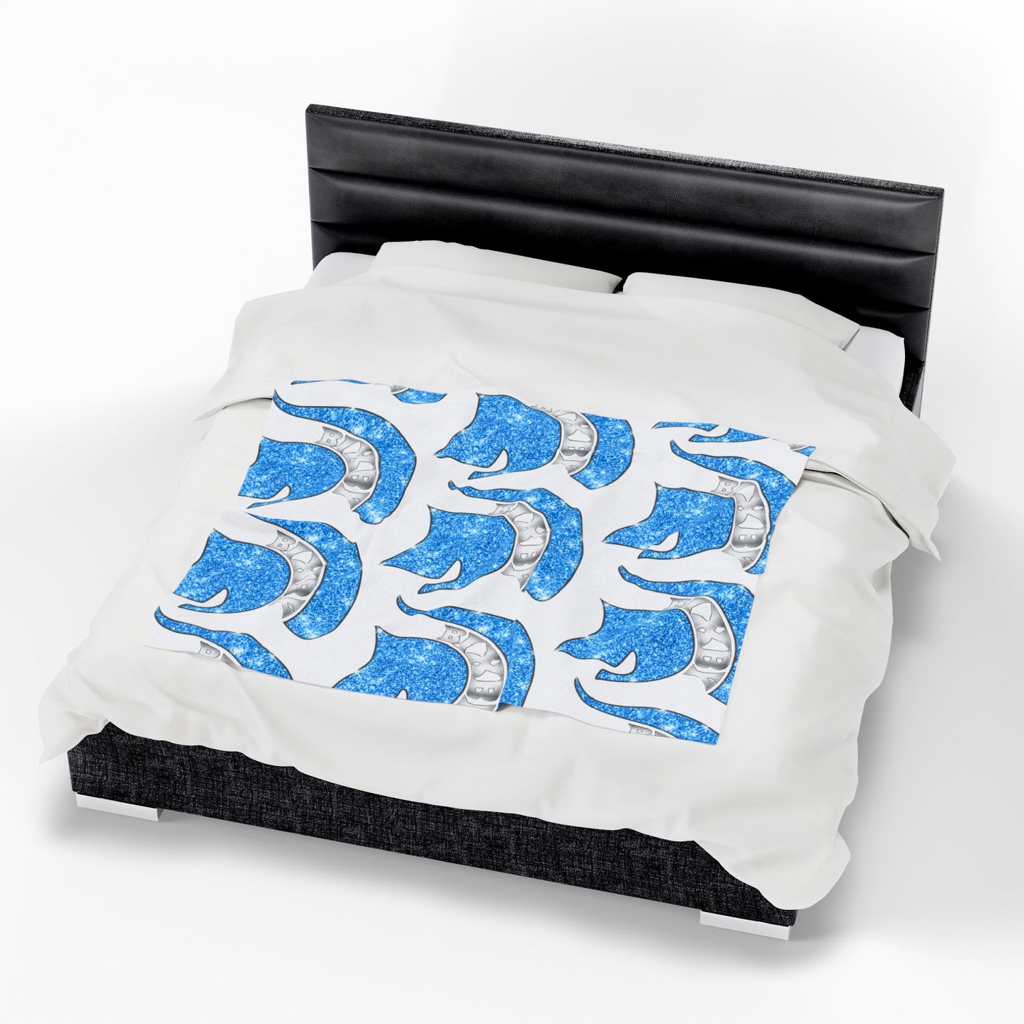 Spartan Blue Bling Logo Velveteen Plush Blanket