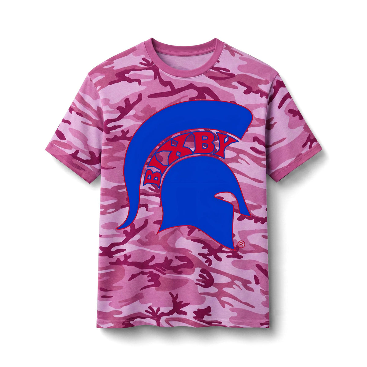 Bixby Spartans Camo Spartan - Blue Spartan Helmet Graphic Tee