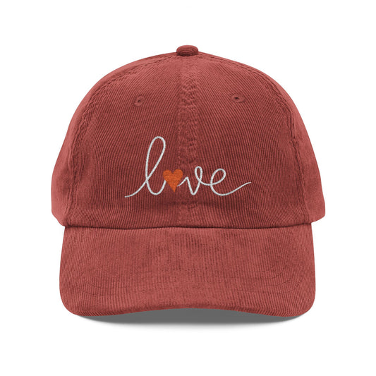 Love Script Embroidered Cap | Corduroy Baseball Hat