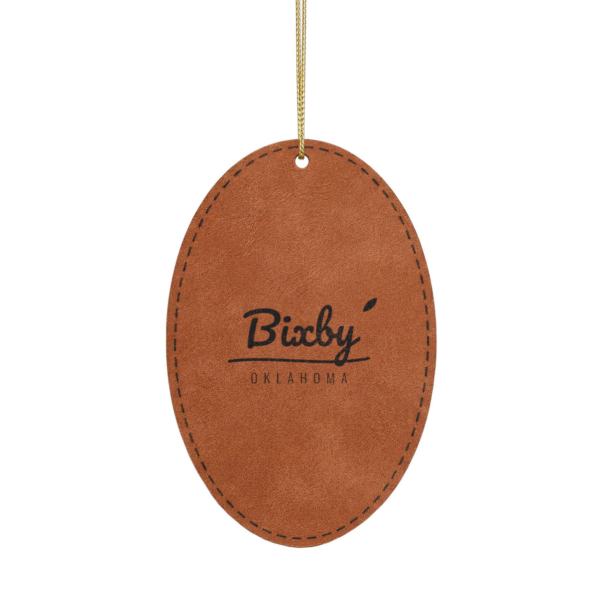Bixby Garden Script Engraved Leatherette Ornament