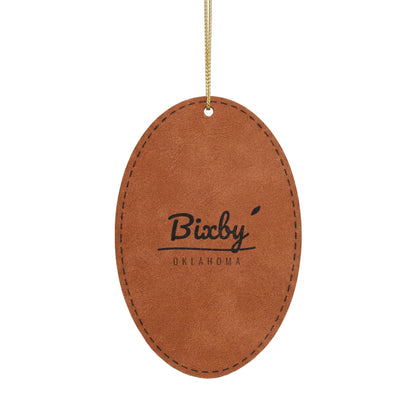 Bixby Garden Script Engraved Leatherette Ornament
