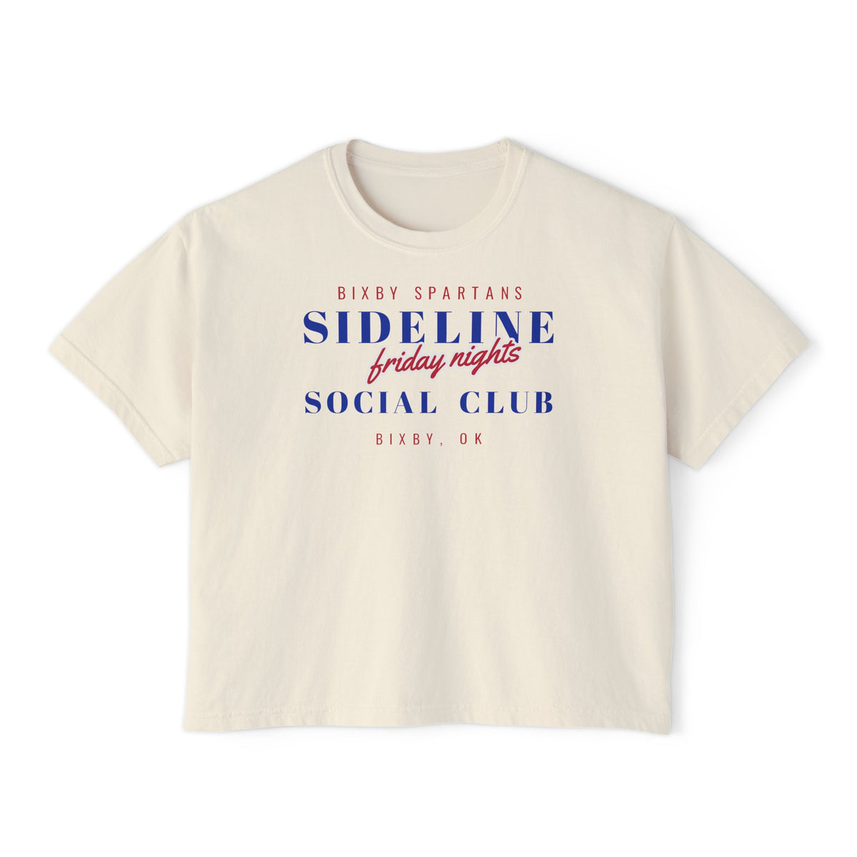 Bixby Spartans Sideline Social Club Friday Nights Women's Boxy Tee – Football Mom Shirt