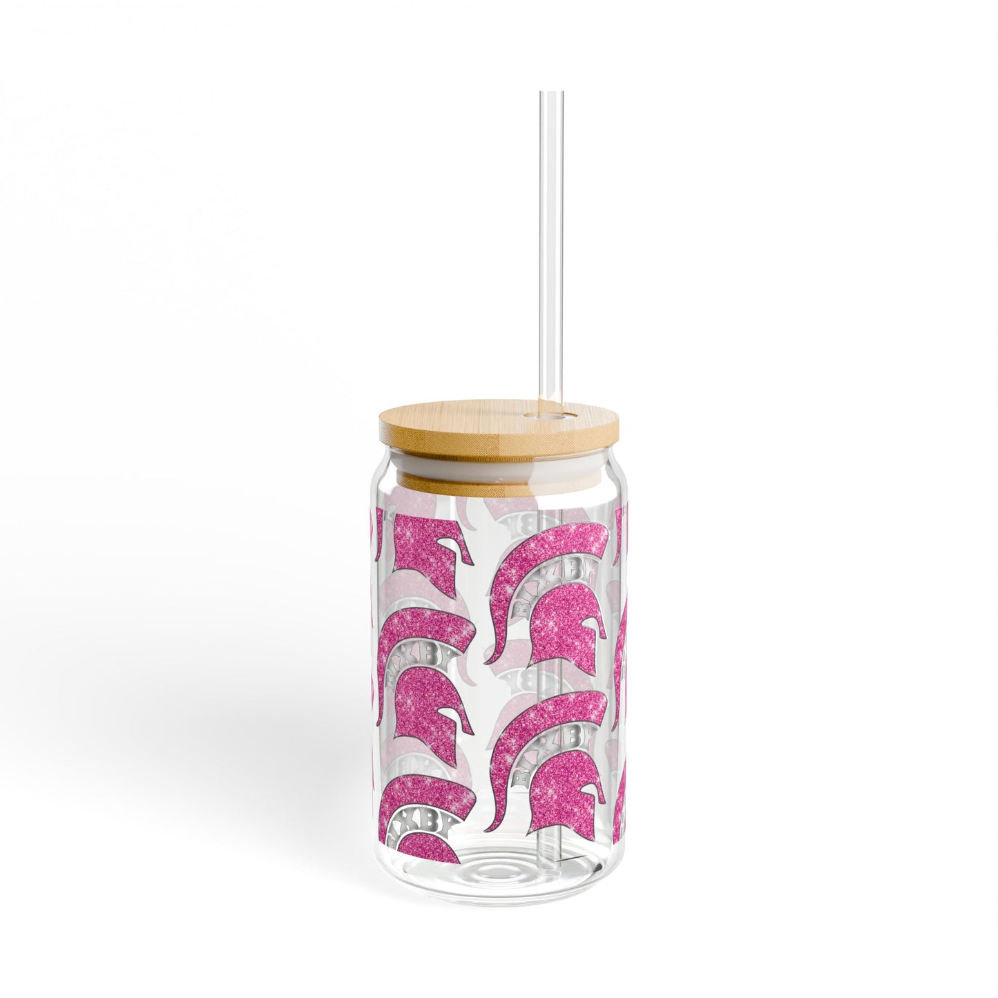 Bixby Spartans Pink Bling Sipper Glass, 16oz