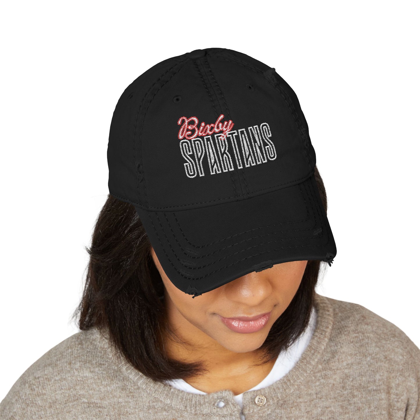 Bixby Spartan Cursive Embroidered Distressed Classic Ballcap