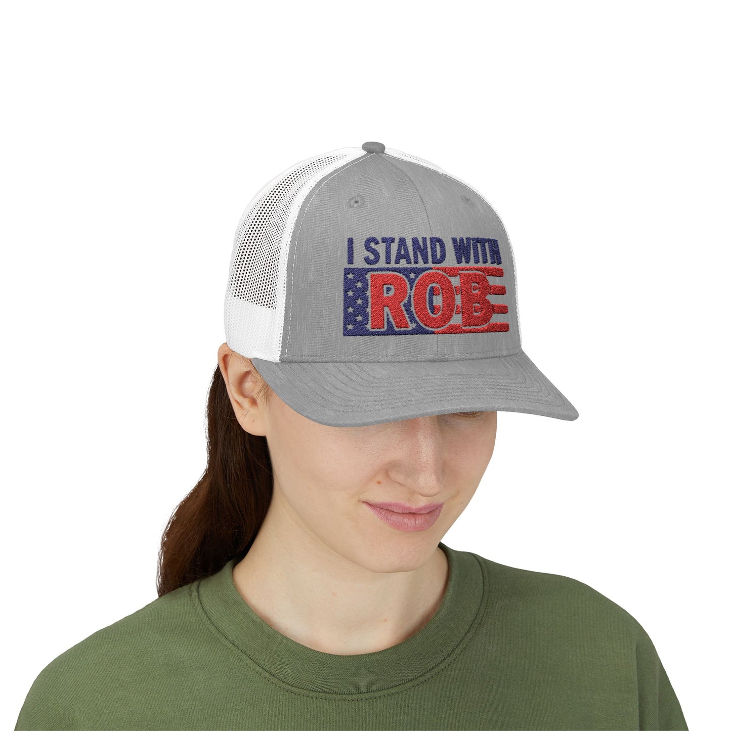 Patriotic Flag - I Stand With Rob Embroidered Trucker Snapback