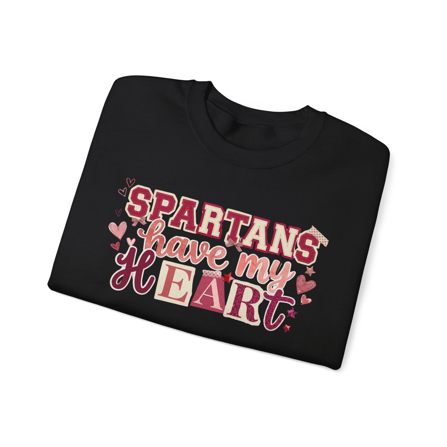 Spartans Have My Heart Crewneck Sweatshirt with Sleeve Bow