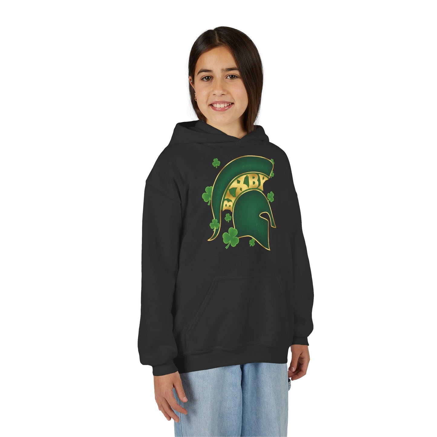 St. Patty's Good Luck Spartan Helmet Youth Hoodie