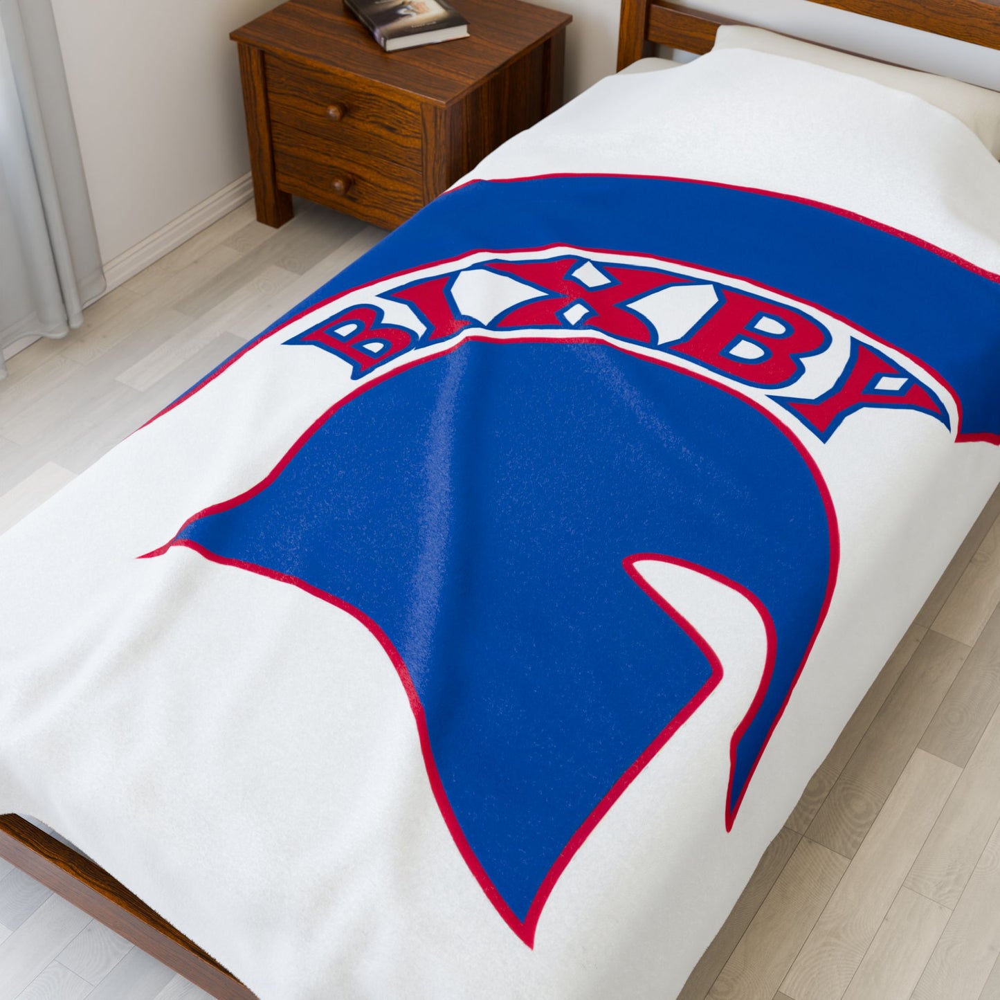 Spartan Blue Logo Velveteen Plush Blanket