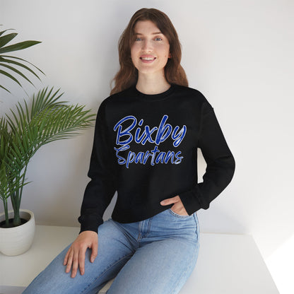 Bixby Spartans Cursive Print Gildan Sweatshirt