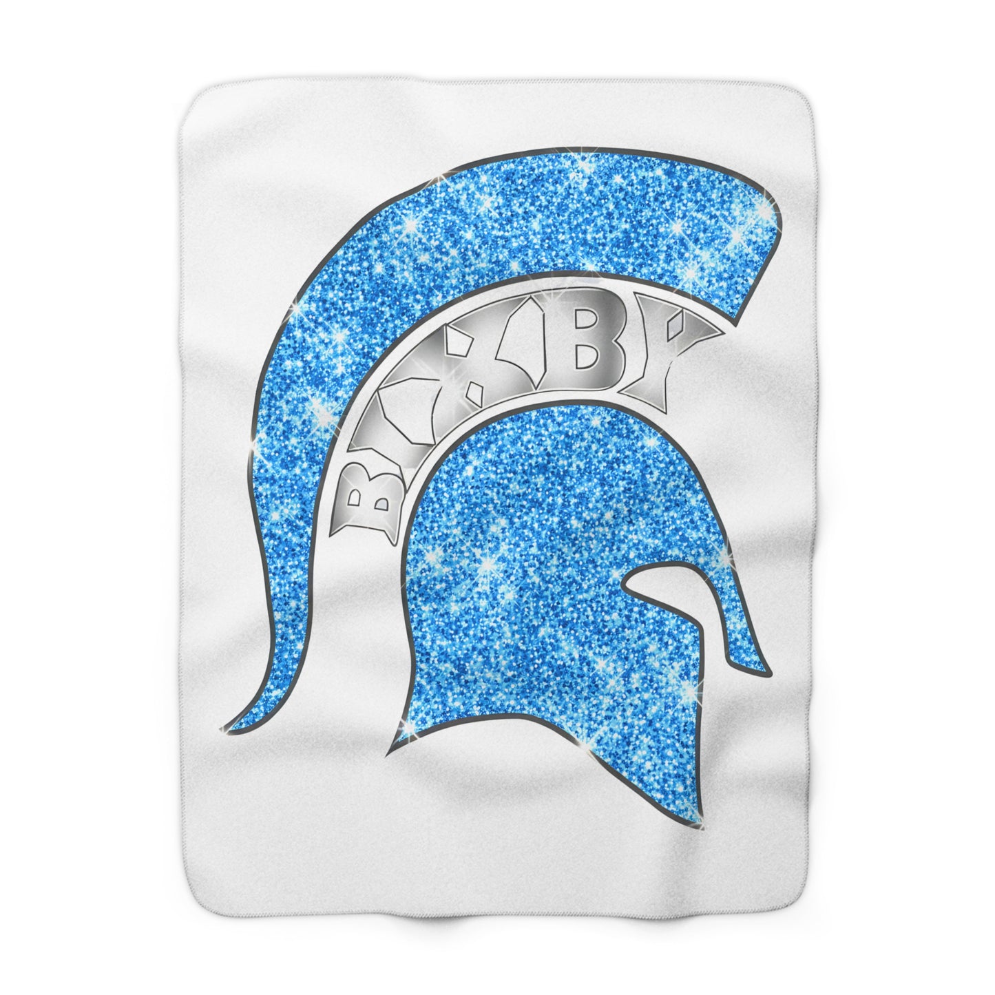 Spartan Blue Bling Logo Sherpa Fleece Blanket
