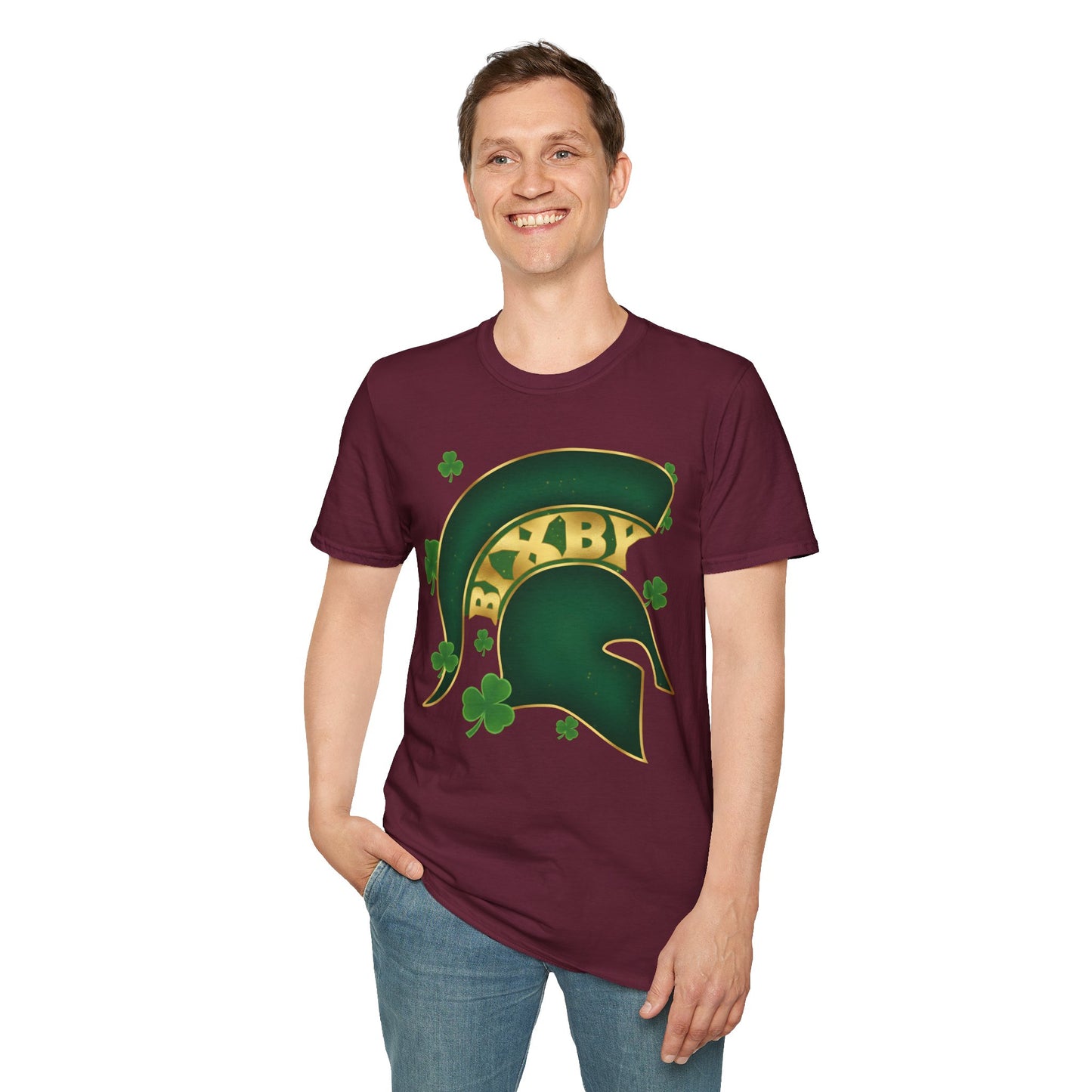 St. Patty's Good Luck Spartan Helmet Adult Gildan Tee