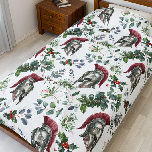 Spartan Christmas Floral Velveteen Plush Blanket