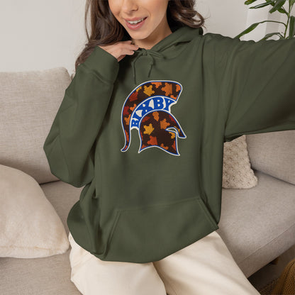 Bixby Spartans Fall Leaves Helmet Hoodie – Autumn Game Day Hooded Sweatshirt