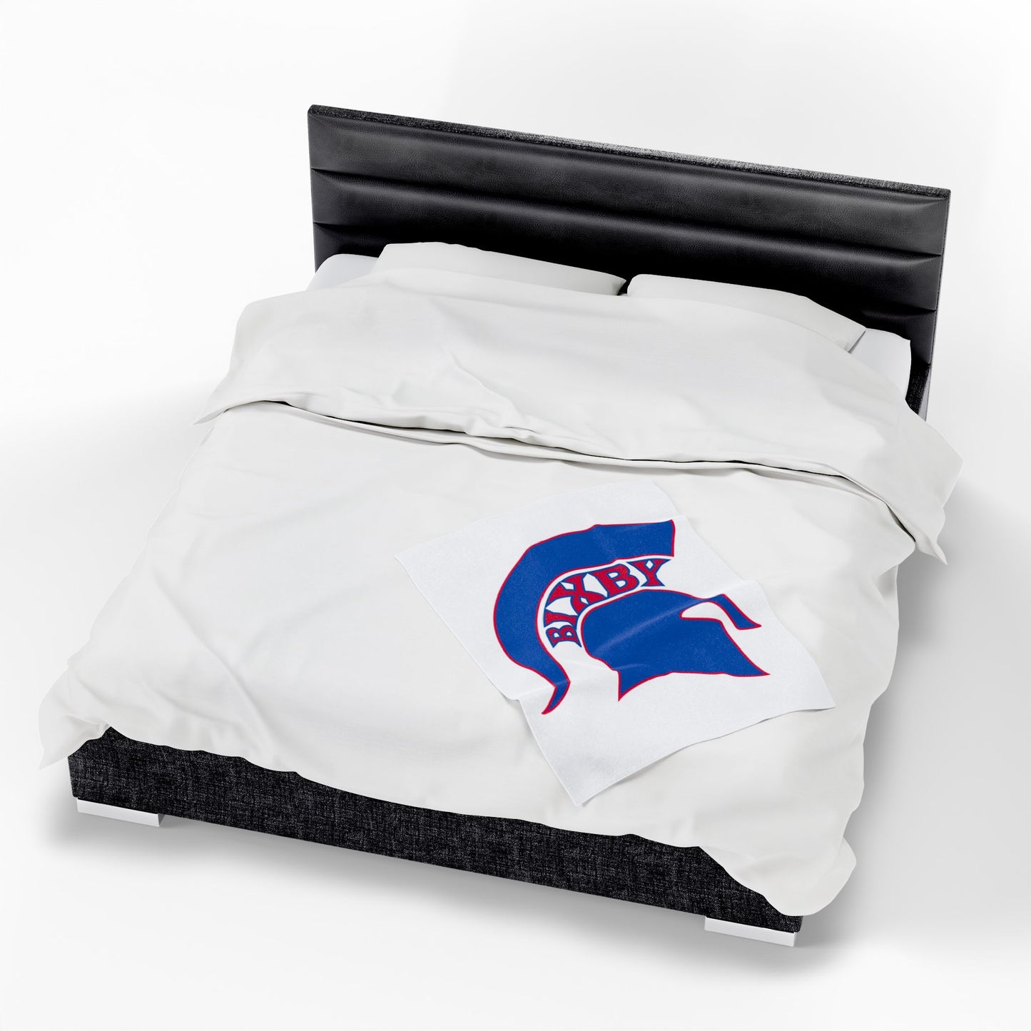 Spartan Blue Logo Velveteen Plush Blanket